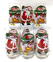 6 Vintage COCA-COLA McCrory Stores Santa Christmas Drinking Glasses