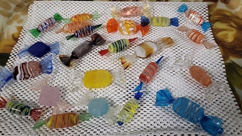 23 Vintage Glass Candies - 2"-3.5" Long