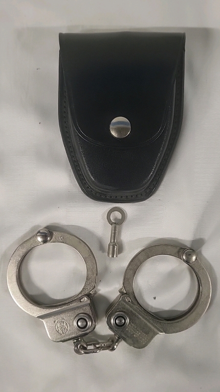 Vintage Handcuffs with Key & Newer Leather Case