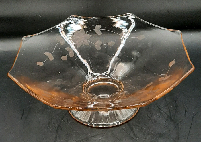 Vintage Pink Footed Depression Glass Bowl