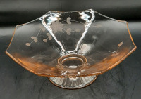 Vintage Pink Footed Depression Glass Bowl