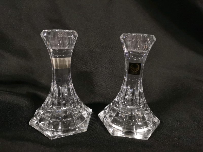 Pair of Carice Crystal Candle Holders - Slovenia