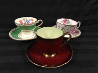 3 Vintage Cups & Saucers Aynsley Royal Albert Carltonware