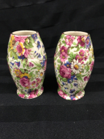 Pr Vintage Royal Winton Summertime Bud Vases 3.5 inches