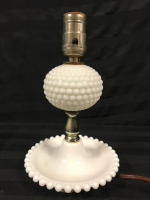 Vintage Hobnail Milkglass Table Lamp 9.5 inches tall
