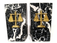 Vintage Marble Bookends with Scales of Justice