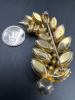 SHERMAN Amber Rhinestone Leaf Brooch - 3