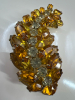 SHERMAN Amber Rhinestone Leaf Brooch - 5