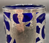 English Sterling Overlay Cobalt Glass Cup - 3