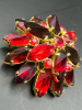 Vintage Three Dimensional Red Rhinestone Flower Brooch