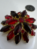 Vintage Three Dimensional Red Rhinestone Flower Brooch - 4