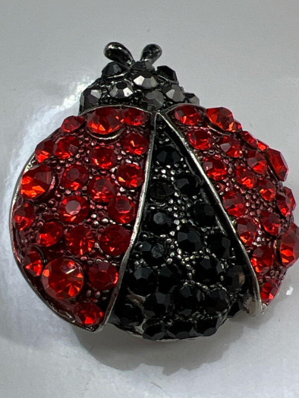 Modern Rhinestone Ladybug Brooch