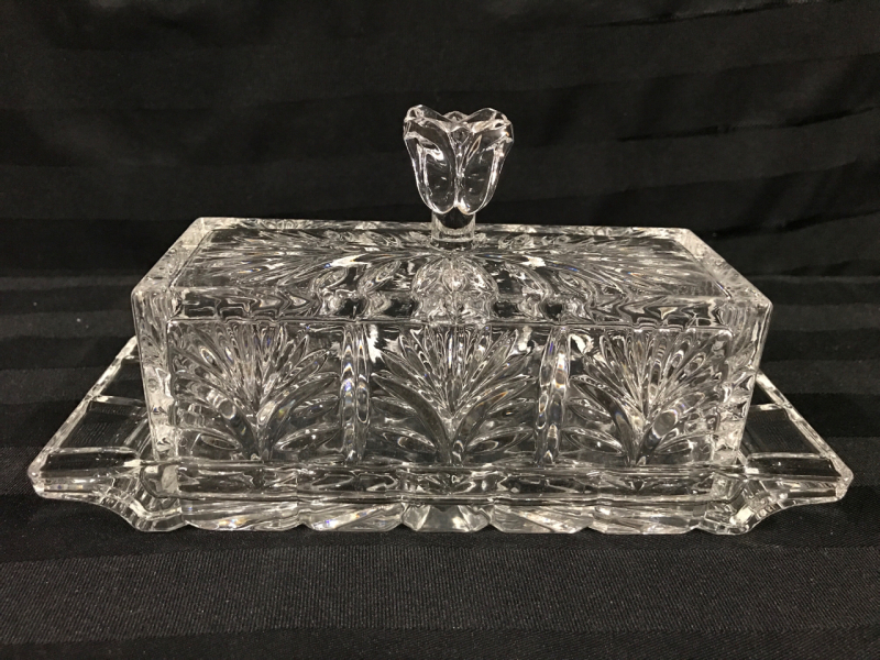 Pressed Glass Butter Dish 8 x 3 inches