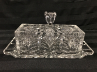 Pressed Glass Butter Dish 8 x 3 inches