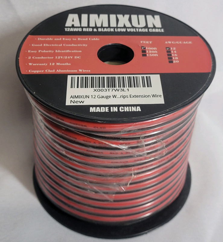 Aimixun 12 AWG Red & Black Low Voltage Cable , 100 feet - New