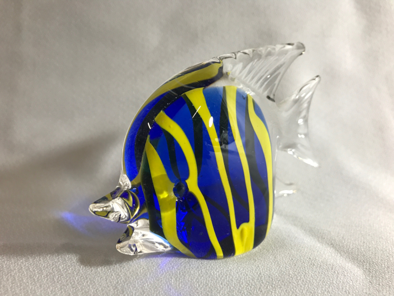 Blue & Yellow Fish Paperweight 3 inches tall