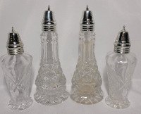 Clear Glass Salt , Pepper , Vinegar & Oil Sets , 6" & 7.5" Tall