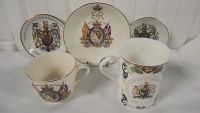 Royal Family Lot - 2 Teacups & 3 Plates