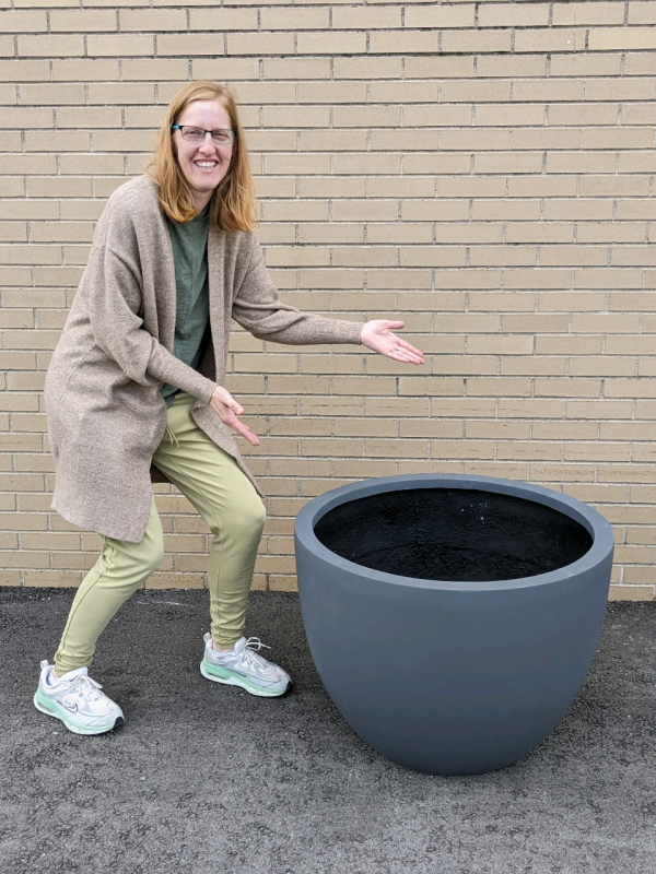 New Green Theory Lightweight Bowl Fiberglass Planter, Measures 22" Tall, 30" Diameter