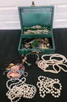 Unverified & Unsorted Costume Jewelry Lot in Jewelry Box