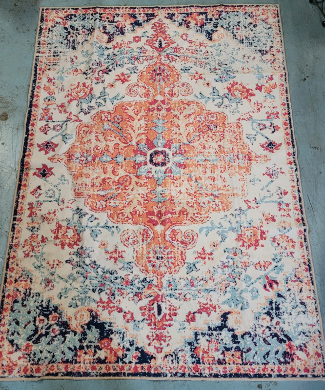 TANVILL 7ft×5ft Vintage BoHo Distressed Polyester Washable Rug , Soft Rug - New