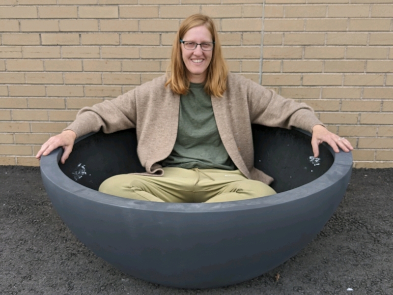 New Green Theory Lightweight Low Bowl Fiberglass Planter , Measures "16 Tall, 43" Diameter