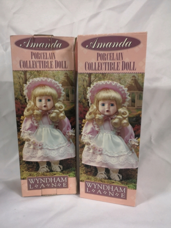 2 New Wyndham Lane Porcelain Collectible Dolls - Amanda