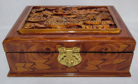 Wooden Asian Theme Jewelry Box , measures 8"&times;3"&times;6"
