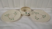 3 Beleek Dishes - Sugar Bowl & 2 Saucers