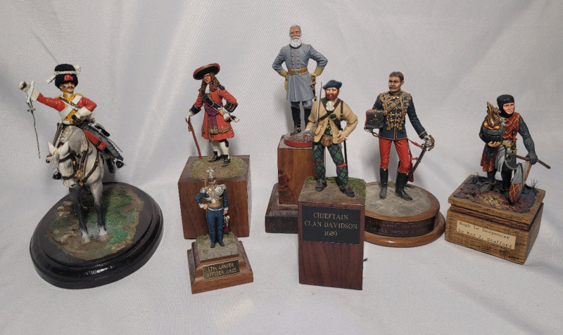 Toy Soldier Lead Miniatures on Stands , Seven (7) Lead Miniatures