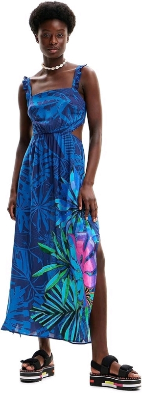 New Desigual Tropical Ruffle Midi Dress Size XS