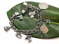 Vintage Sterling Silver Charm Bracelet Laden with Charms