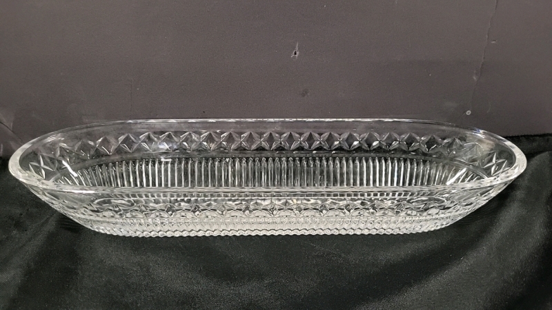 Cut Glass Serving Dish - 15" Long