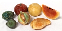 Vintage Dyed Alabaster Stone Fruit (6 Pieces + Egg)