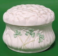 BELLEEK Ireland Daisy Trinket Box w Lid (Blue Stamp)