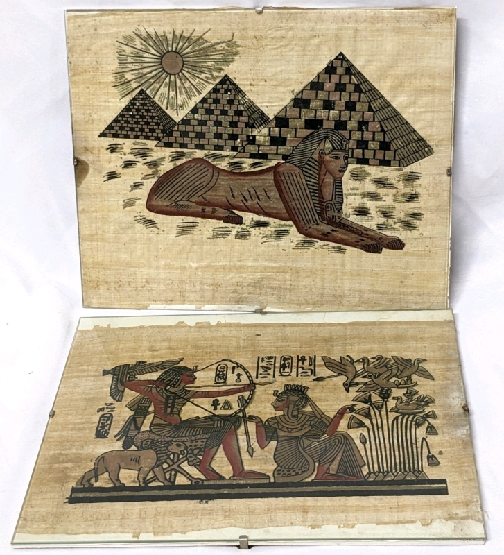 2 Egyptian Papyrus Paintings