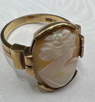 10K Yellow Gold Vintage Shell Cameo Ring PEER