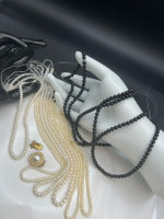 5 Strings Fresh Water Pearls 3 of Black Onyz and Clasp