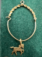 14K Gold Open Pendant Charm Holder with Horse Charm