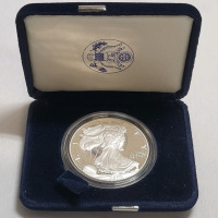 2000 USA Fine Silver American Eagle One Dollar Coin in Case , Uncirculated