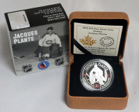 2015 Canadian Fine Silver ' Jacques Plante ' $10 Ten Dollar Coin In Case