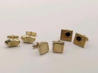3 Pairs Gold Tone Cuff Links - Sarah Coventry with Faux Onyx