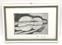 Signed Abstract Etching Framed