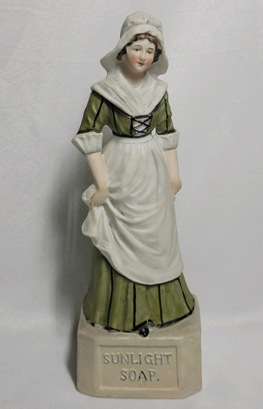 RARE Vintage Bisque Porcelain Sunlight Soap Advertising Figurine , 8.5" tall