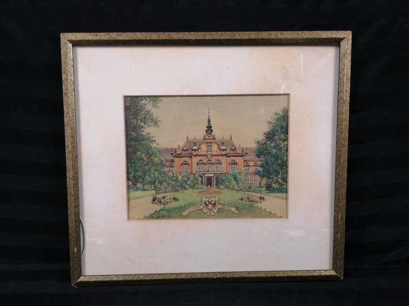 Antique German Watercolour Framed Painting