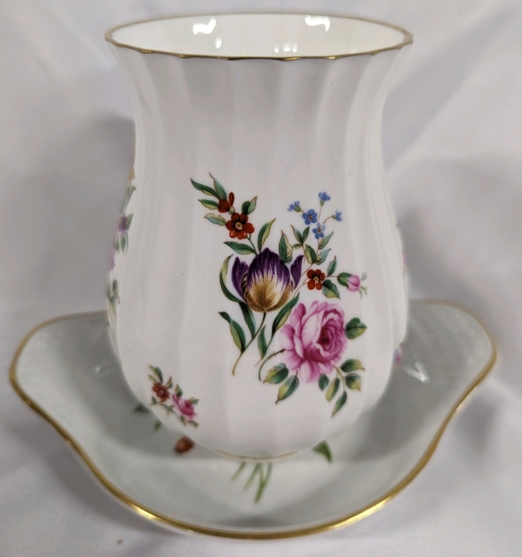 Royal Worcester - England - "Pershore" Eared Round Egg Dish & Royal Worcester - England - " Witley Garden" Vase