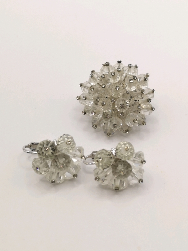 Vintage Crystal Rhinestone Brooch & Earring Set