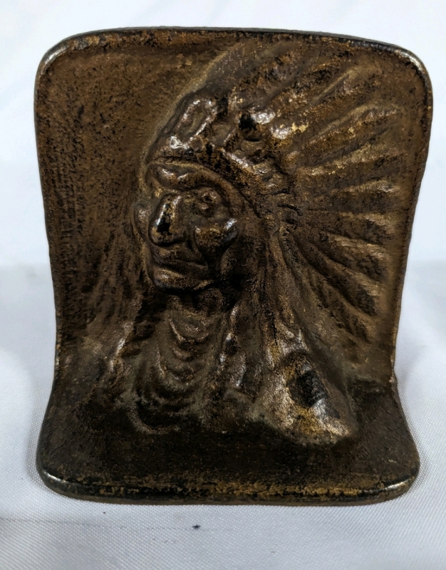 Vintage Cast Iron Indian Chief Bookend.