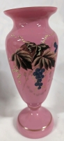 Antique Bristol Glass Vase with Leaves and Berries