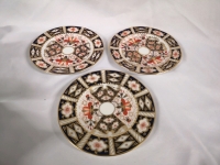 3 Royal Crown Derby Dessert Plates - Traditional Imari pattern